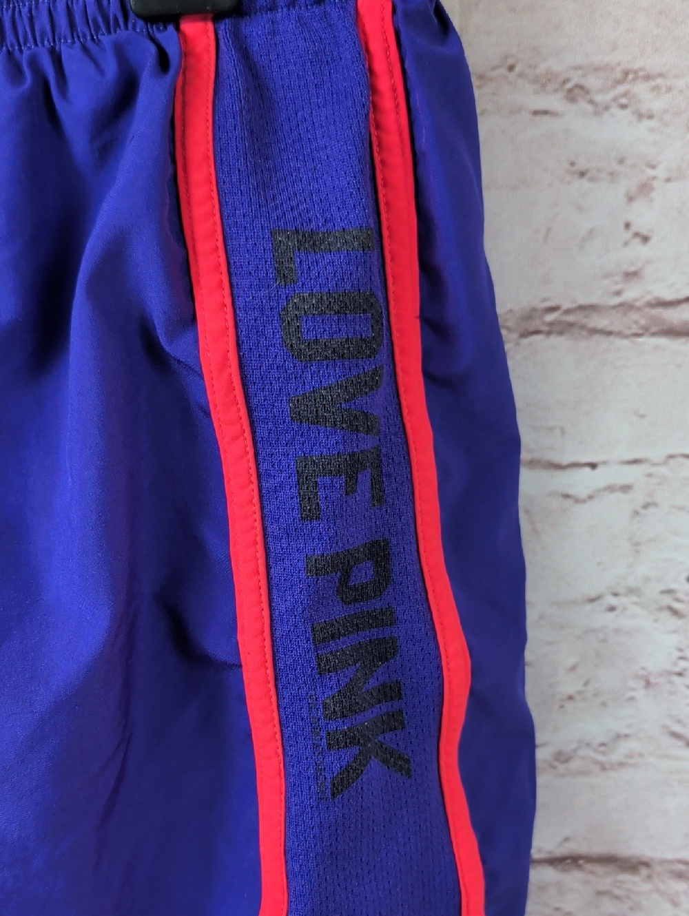 PINK Victoria's Secret Purple Athletic Shorts with Pink Trim Small Good - Picture 2 of 4